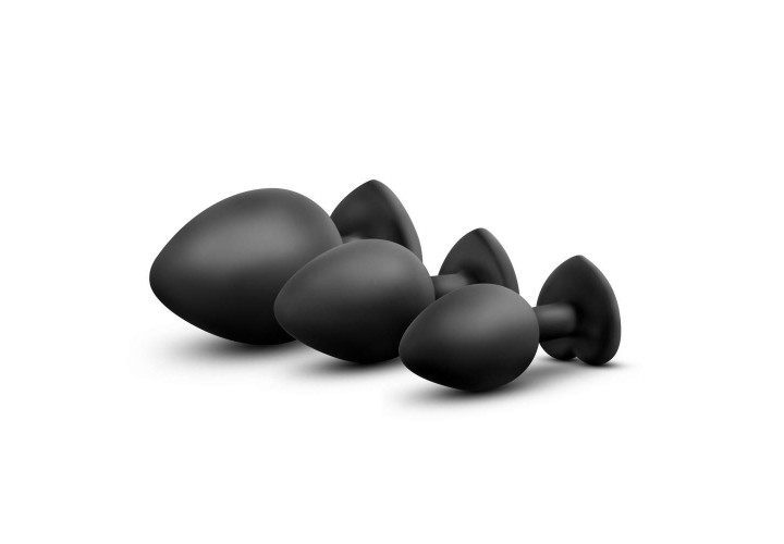 Σετ Πρωκτικές Σφήνες Με Πολύχρωμο Κόσμημα - Luxe Bling Plugs Training Kit Black