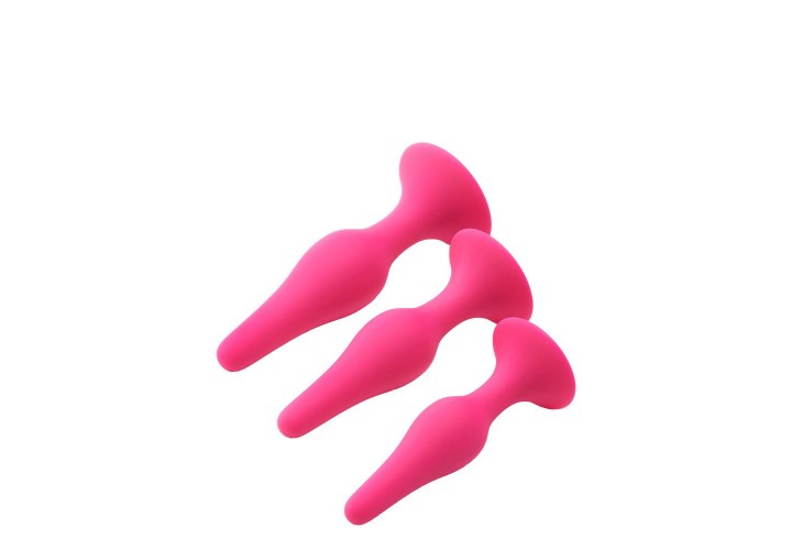 Σετ Ροζ Πρωκτικές Σφήνες Σιλικόνης - Dream Toys Flirts Curved Anal Training Kit Pink
