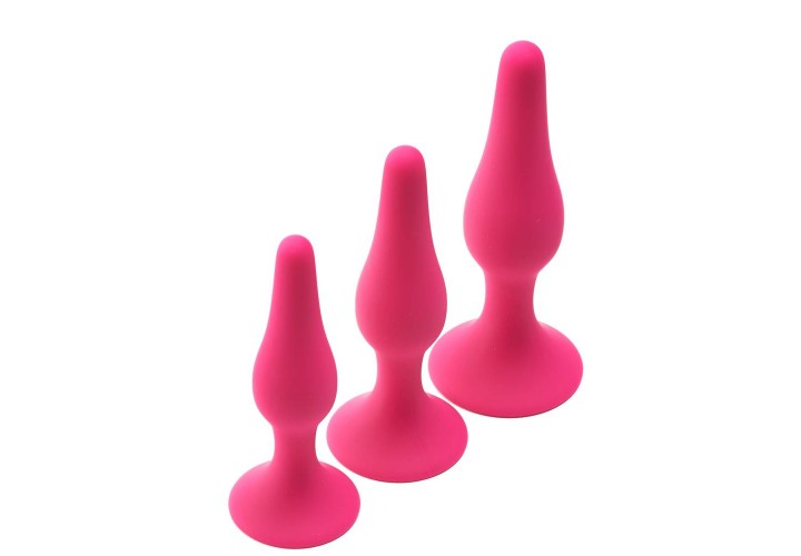 Σετ Ροζ Πρωκτικές Σφήνες Σιλικόνης - Dream Toys Flirts Curved Anal Training Kit Pink