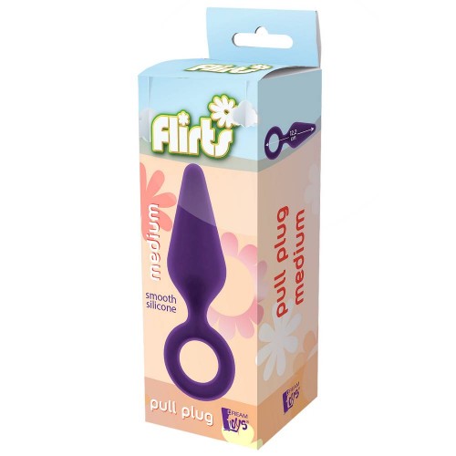 Μωβ Σφήνα Σιλικόνης Με Δαχτυλίδι - Dream Toys Flirts Pull Plug Medium Purple 12.2cm