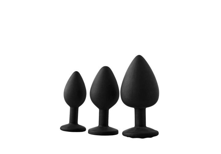 Σετ Μαύρες Πρωκτικές Σφήνες Με Κόσμημα - Dream Toys Fantasstic Anal Training Kit White Stone