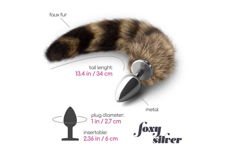 Crushious Foxy Silver Metal Anal Plug With Tail