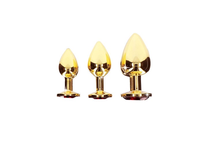 Χρυσή Μεταλλική Σφήνα Με Κόσμημα - Butt Plug With Diamond Jewel Large