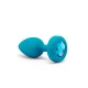 Ασύρματη Πρωκτική Σφήνα 21 Ταχυτήτων Με Κόσμημα - B Vibe Vibrating Jewel Plug Aquamarine S/M