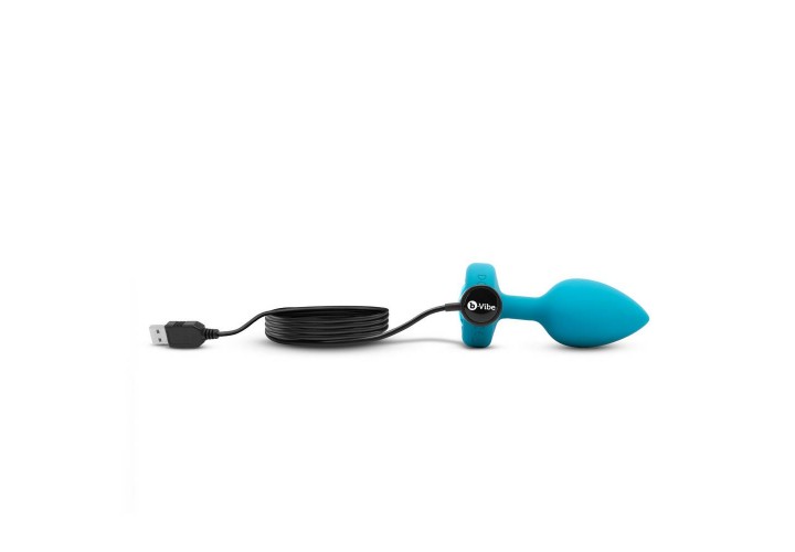 Ασύρματη Πρωκτική Σφήνα 21 Ταχυτήτων Με Κόσμημα - B Vibe Vibrating Jewel Plug Aquamarine S/M