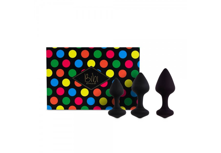 Σετ Πρωκτικές Σφήνες Σιλικόνης - Feelztoys Bibi Butt Plug Set 3 Pieces Black