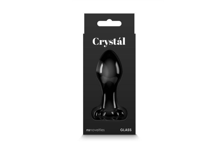 Μαύρη Γυάλινη Πρωκτική Σφήνα - Crystal Flower Black 9cm