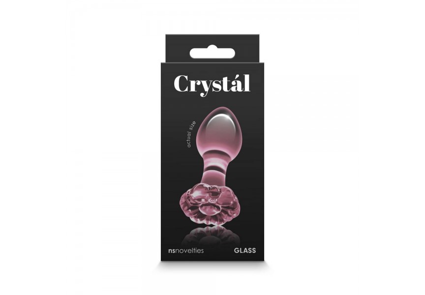 Ροζ Γυάλινη Πρωκτική Σφήνα - Crystal Flower Pink 9cm