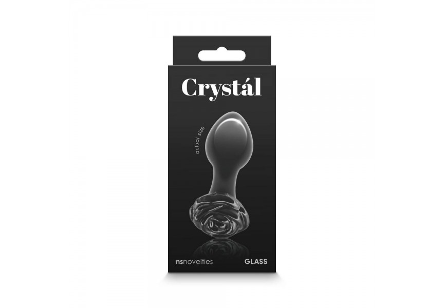 Μαύρη Γυάλινη Πρωκτική Σφήνα - Crystal Rose Black 9cm