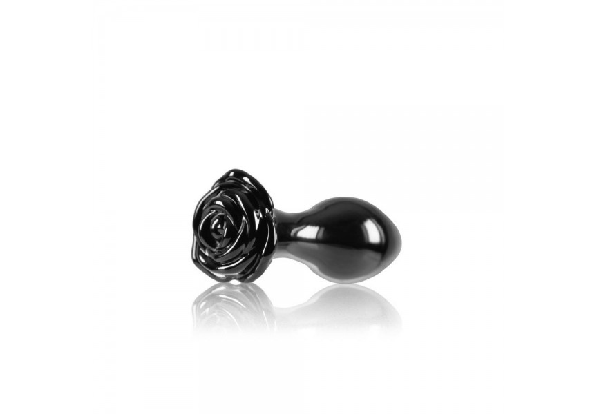 Μαύρη Γυάλινη Πρωκτική Σφήνα - Crystal Rose Black 9cm
