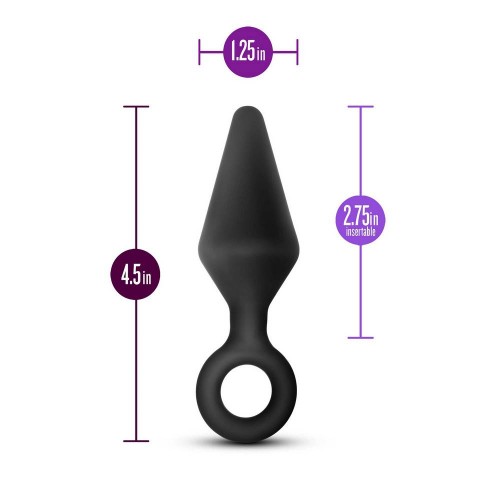 Anal Adventures Platinum Silicone Loop Plug Medium Black 11.4cm