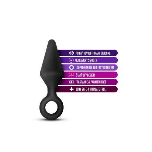 Anal Adventures Platinum Silicone Loop Plug Medium Black 11.4cm