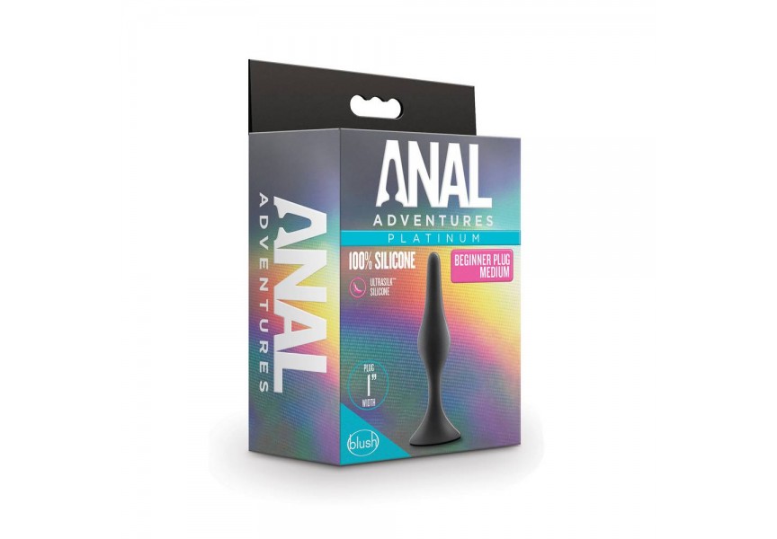 Blush Anal Adventures Platinum Silicone Beginner Plug Medium Black 10.8cm