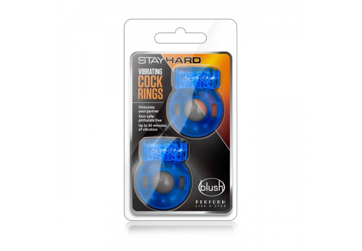 Stay Hard Vibrating Cock Rings 2 Pack Blue