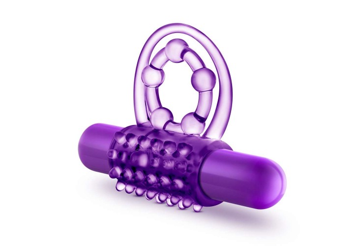 Δονούμενο Δαχτυλίδι Πέους & Όρχεων - Blush The Player Vibrating Double Strap Cockring Purple
