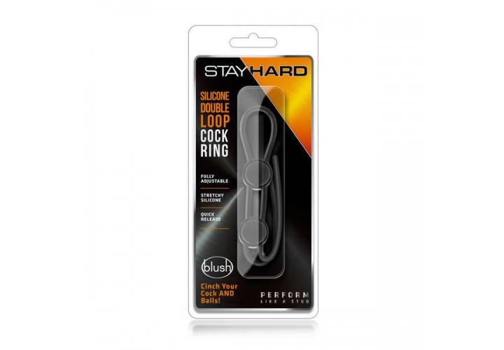 Stay Hard Double Loop Cock Ring Black