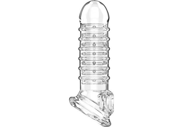 Διάφανο Κάλυμμα Επέκτασης Πέους Με Ραβδώσεις - Virilxl Penis Extender Extra Comfort Sleeve V15 Transparent