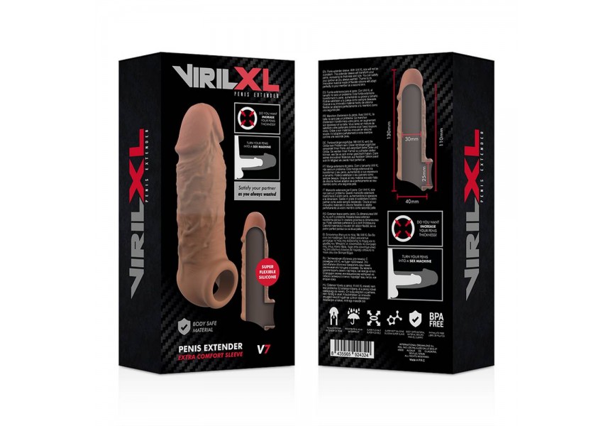 Ρεαλιστικό Κάλυμμα Επέκτασης Πέους - Virilxl Penis Extender Extra Comfort Sleeve V7 Brown