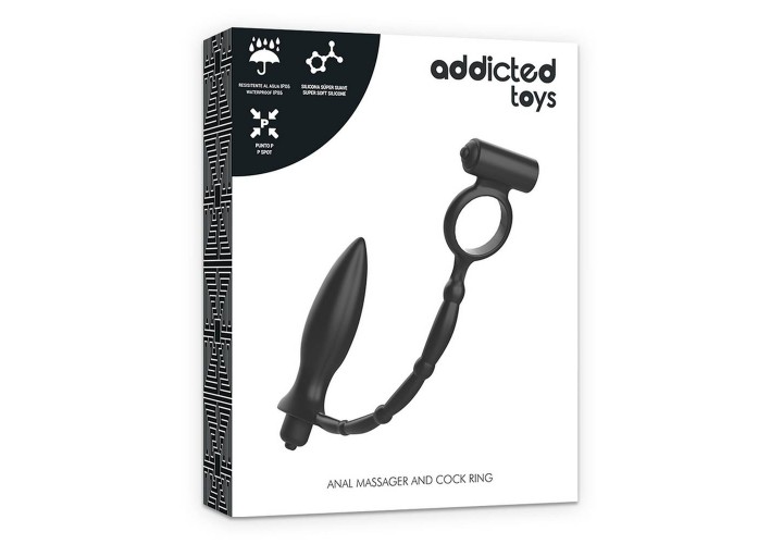 Πρωκτική Σφήνα Με Δόνηση & Δαχτυλίδι Πέους - Addicted Toys Anal Plug With Vibratory Ring
