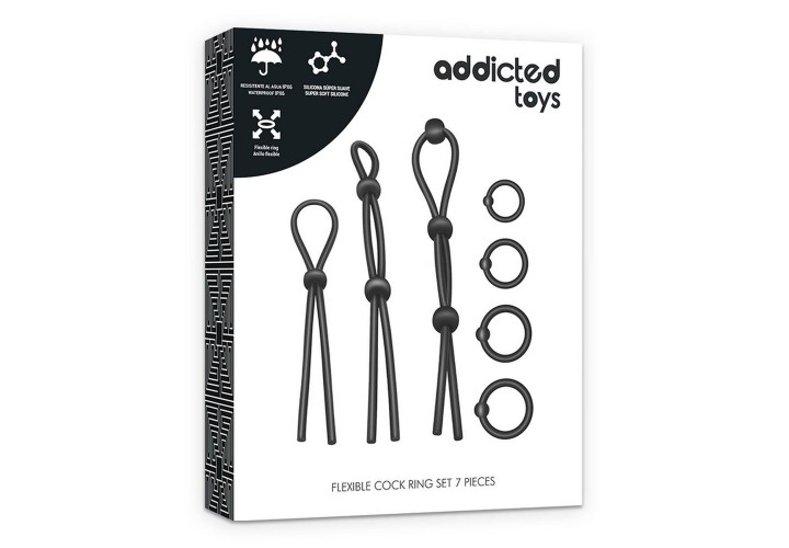 Σετ 7 Δαχτυλίδια Πέους - Addicted Toys Flexible Silicone Cock Ring Set 7 Pieces