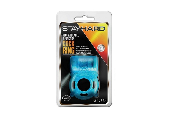 Επαναφορτιζόμενο Δαχτυλίδι Πέους 5 Ταχυτήτων - Stay Hard 5 Function Cock Ring Blue