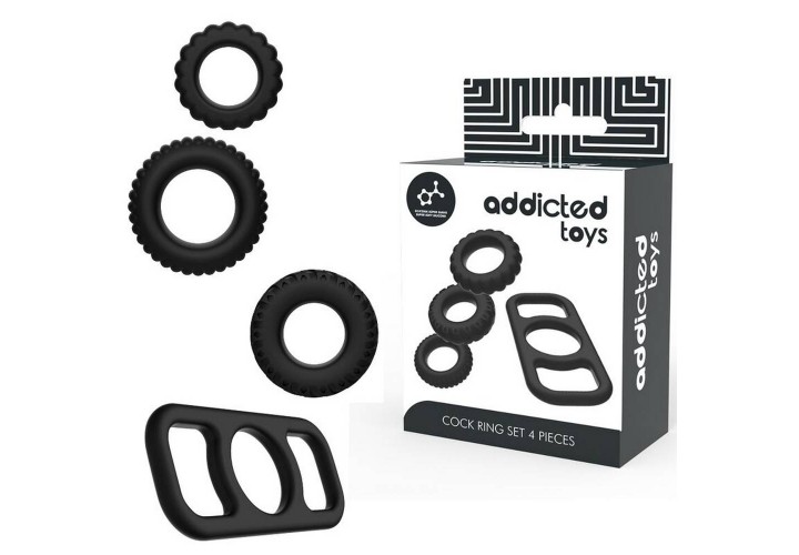 Σετ 4 Δαχτυλίδια Πέους – Addicted Toys Cock Ring Set 4 Pieces