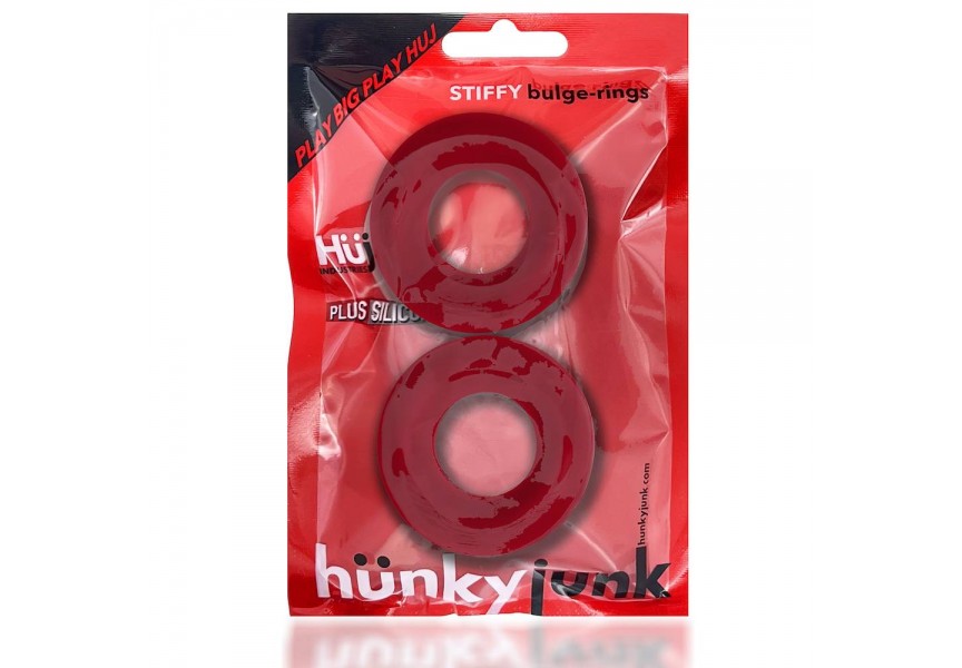 Κόκκινα Δαχτυλίδια Πέους Σιλικόνης - Hünkyjunk Stiffy Cockring 2Pack Cherry Ice