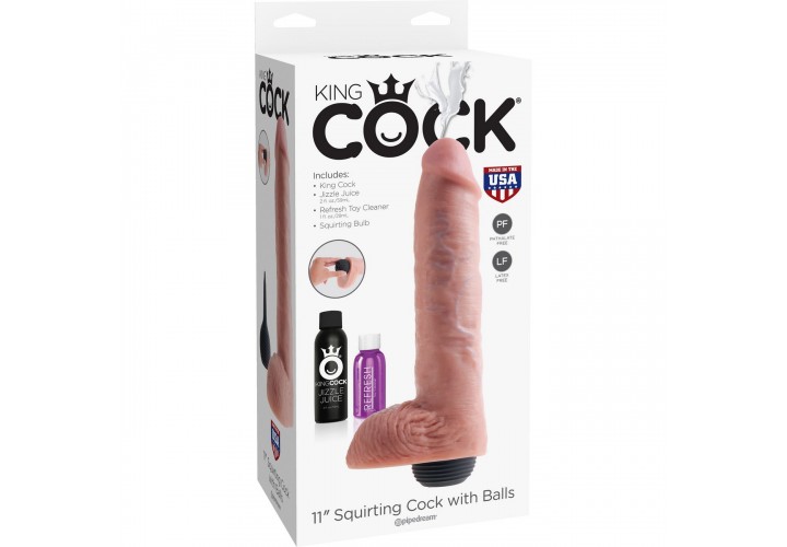 Ομοίωμα Πέους Εκσπερμάτισης - King Cock Squirting Cock Balls Flesh 27.5cm