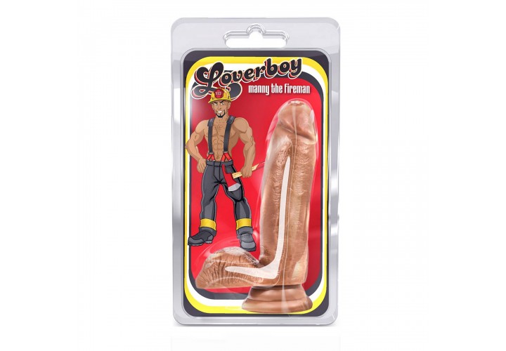 Ρεαλιστικό Ομοίωμα Πέους Με Όρχεις & Βεντούζα - Blush Loverboy Manny the Fireman Brown 18cm
