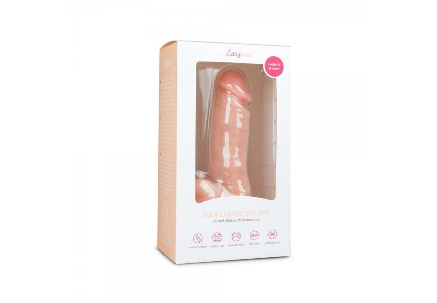 Ρεαλιστικό Πέος Με Βεντούζα & Όρχεις - Easy Toys Realistic Dildo With Balls Flesh 17.5cm