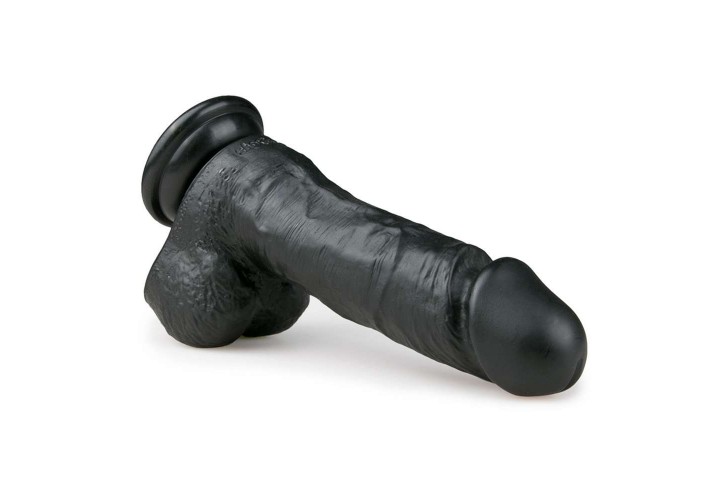 Μαύρο Ρεαλιστικό Ομοίωμα Με Βεντούζα - Easy Toys Realistic Dildo With Balls Black 17.5cm