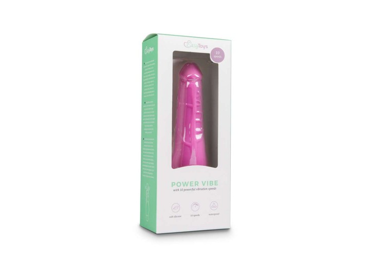 Ροζ Ρεαλιστικός Δονητής Σιλικόνης - Easytoys Power Vibe Vibrator Pink 19cm
