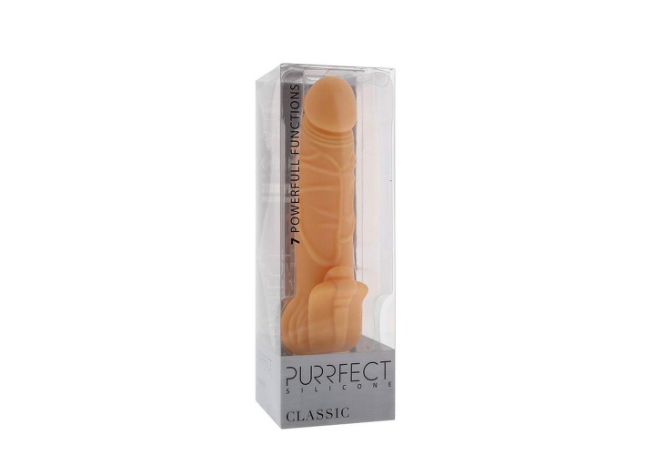 Ρεαλιστικός Δονητής - Purrfect Silicone Classic Vibrator Flesh 18cm