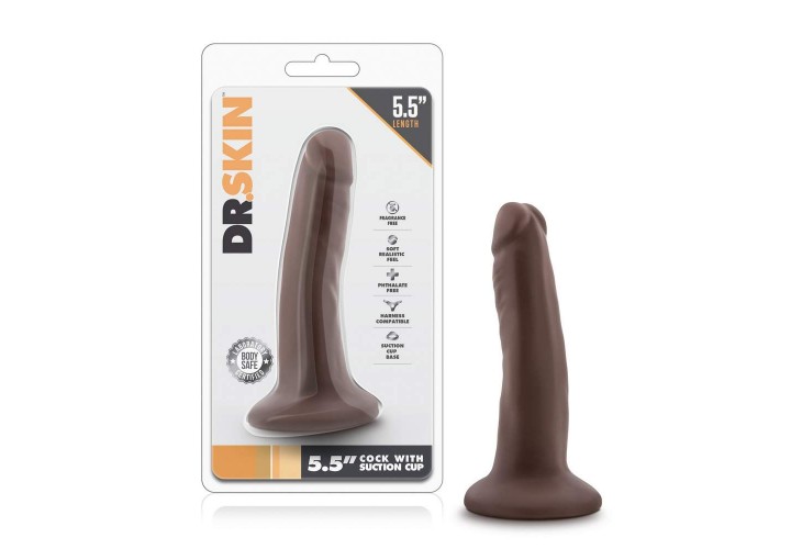 Σοκολατί Μικρό Ρεαλιστικό Πέος - Dr. Skin Cock With Suction Cup Chocolate 13.9cm