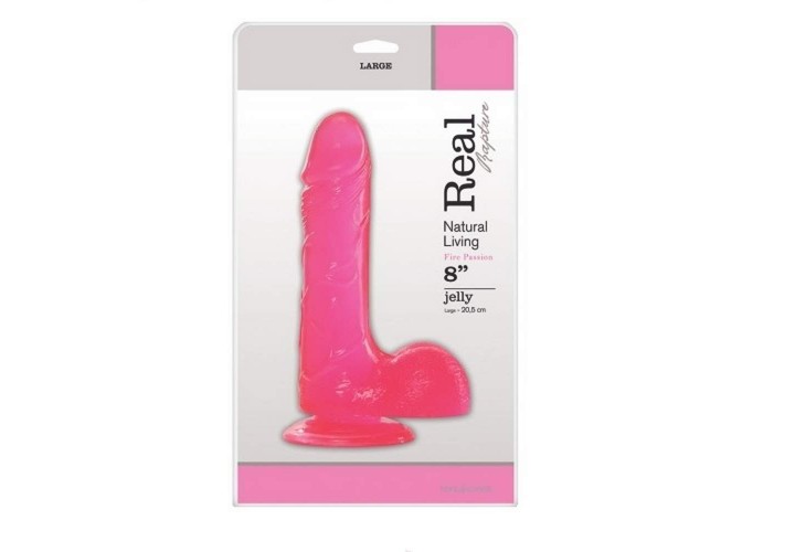 Ρεαλιστικό Jelly Ομοίωμα Πέους - Real Rapture Fire Passion Dildo Pink 23cm