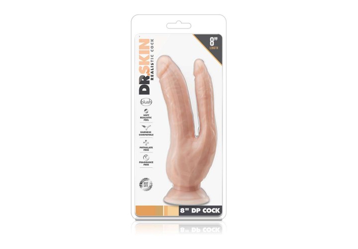 Διπλό Ομοίωμα Πέους Με Βεντούζα - Dr. Skin DP Cock Flesh 21.5cm