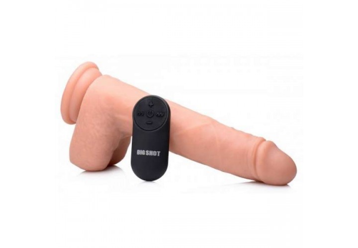 Vibrating & Thrusting XL Dildo With Suction Cup And Balls 24cm