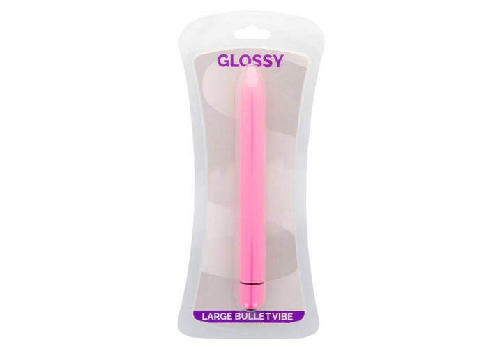Ροζ Κλασικός Λεπτός Δονητής - Glossy Slim Vibrator Deep Rose
