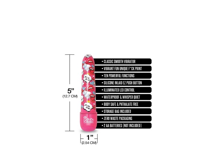 Ροζ Κλασικός Μίνι Δονητής 10 Ταχυτήτων - Prints Charming Pop Tease Kiss Me 13cm
