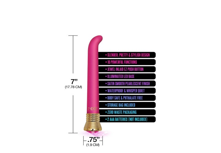 Ροζ Δονητής Σημείου G Με Κόσμημα 10 Ταχυτήτων - Nixie Jewel Satin G Spot Vibe Pink 18cm