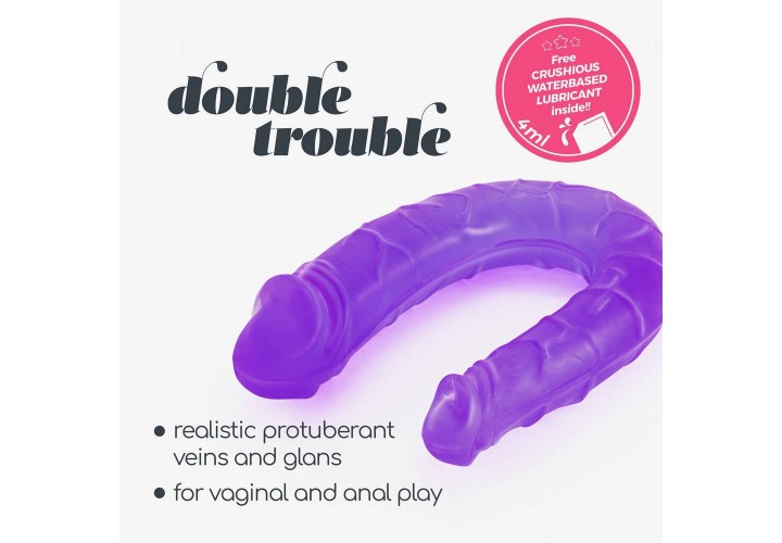 Μωβ Διπλό Ομοίωμα Πέους - Crushious Double Trouble Double Head Dildo Purple 27cm