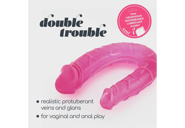 Ροζ Διπλό Ομοίωμα Πέους - Crushious Double Trouble Double Dildo Pink 27cm