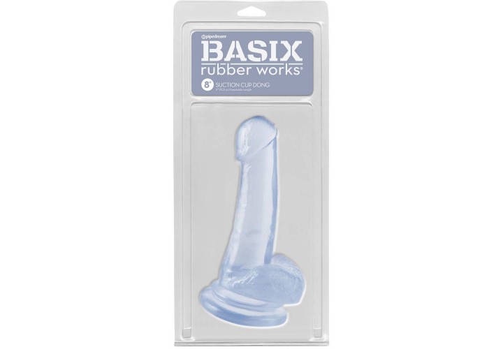 Ρεαλιστικό Ομοίωμα Με Όρχεις & Βεντούζα - Basix Transparent Dong With Suction Cup 20cm