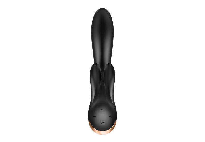 Μαύρος Δονητής Rabbit Με Εφαρμογή Κινητού - Satisfyer Double Flex Vibrator App Black 20cm
