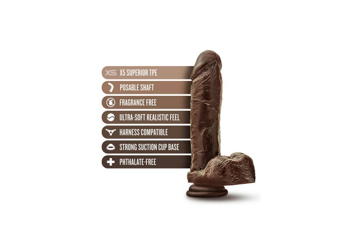Ρεαλιστικό Ομοίωμα Πέους Με Άξονα Στήριξης - Dr Skin Plus Posable Dildo With Balls Chocolate 22.8cm