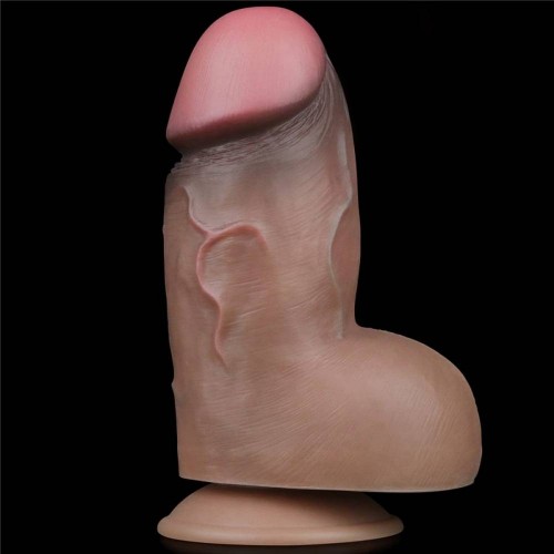 Ρεαλιστικό Ομοίωμα Πέους Με Βεντούζα - Lovetoy Dual Layered Silicone Nature Cock Brown 18cm