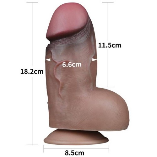 Ρεαλιστικό Ομοίωμα Πέους Με Βεντούζα - Lovetoy Dual Layered Silicone Nature Cock Brown 18cm