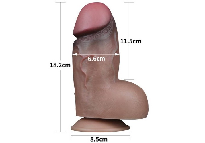 Ρεαλιστικό Ομοίωμα Πέους Με Βεντούζα - Lovetoy Dual Layered Silicone Nature Cock Brown 18cm
