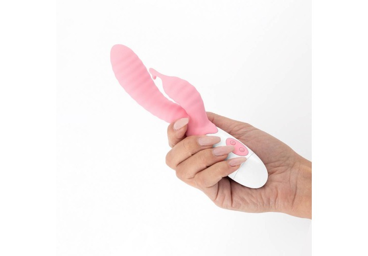 Ροζ Δονητής Rabbit 30 Ταχυτήτων & Λιπαντικό Κάνναβης - Gummie Rabbit Vibrator Pink With Waterbased Lubricant 20cm