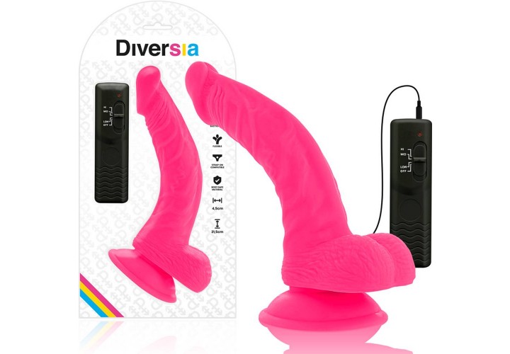 Ρεαλιστικό Ομοίωμα Πέους Με Δόνηση - Diversia Flexible Vibrating Dildo Pink 21.5cm